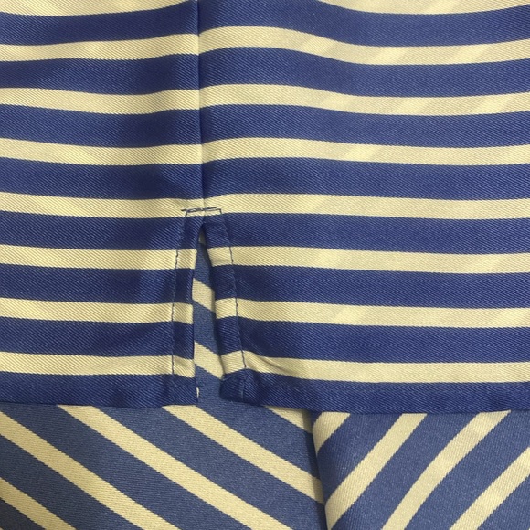 Talbots Women Top Size XL Blue White Stripe Sleeveless Ruffle Collar Side Zip - Picture 8 of 11